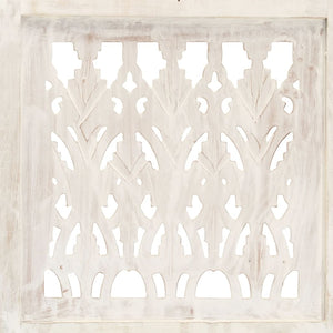 vidaXL 3-Panel Room Divider Hand-Carved White 120×165cm Solid Mango Wood