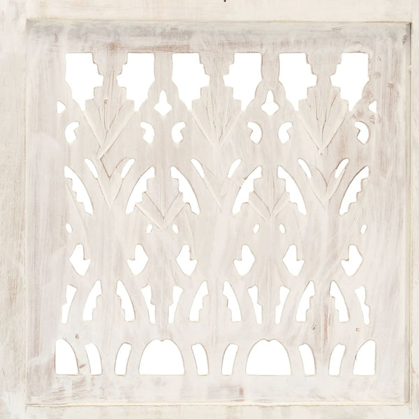 vidaXL 3-Panel Room Divider Hand-Carved White 120×165cm Solid Mango Wood