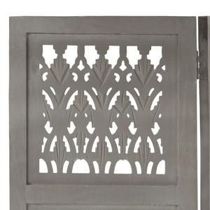 vidaXL 5-Panel Room Divider Hand-Carved Grey 200x165cm Solid Mango Wood