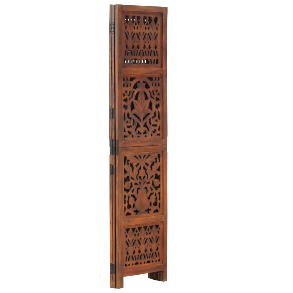 vidaXL 3-Panel Hand-Carved Room Divider 120×165 cm Solid Mango Wood