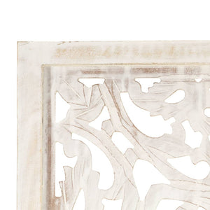 vidaXL 3-Panel Room Divider Hand-Carved White 120×165cm Solid Mango Wood