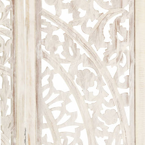 vidaXL 3-Panel Room Divider Hand-Carved White 120×165cm Solid Mango Wood