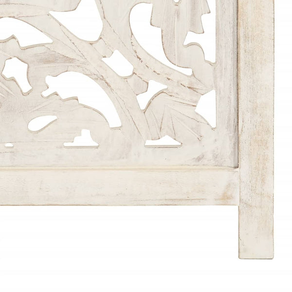 vidaXL 3-Panel Room Divider Hand-Carved White 120×165cm Solid Mango Wood