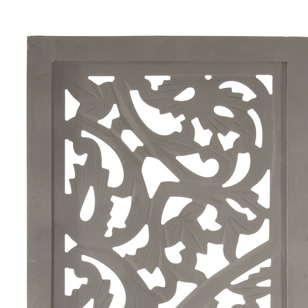 vidaXL 3-Panel Hand-Carved Room Divider Grey 120×165cm Solid Mango Wood