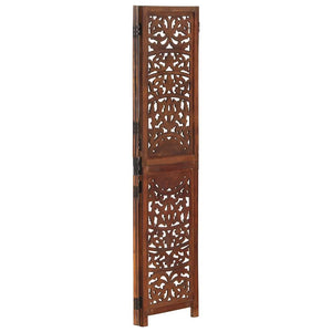 vidaXL 3-Panel Hand-Carved Room Divider Brown 120×165 cm Mango Wood
