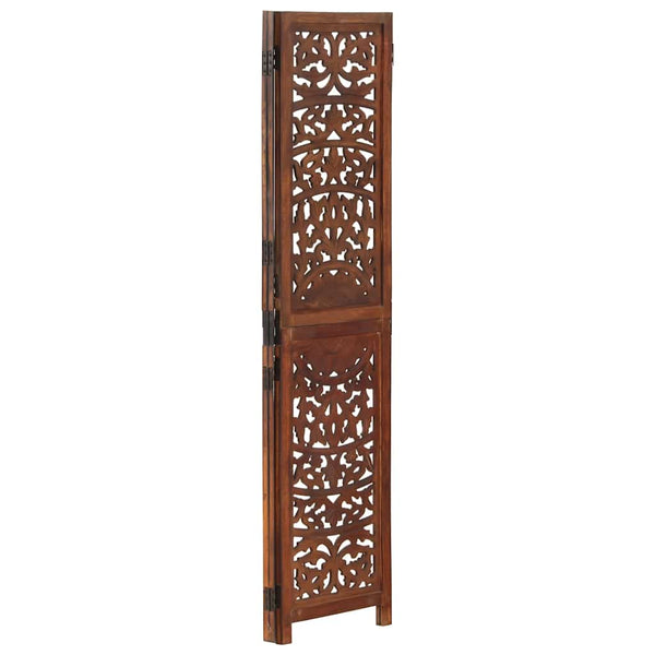 vidaXL 3-Panel Hand-Carved Room Divider Brown 120×165 cm Mango Wood
