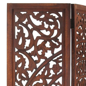 vidaXL 3-Panel Hand-Carved Room Divider Brown 120×165 cm Mango Wood