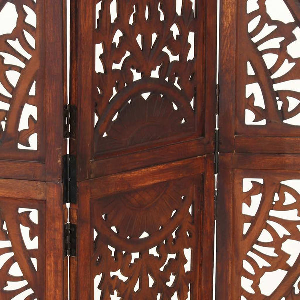 vidaXL 3-Panel Hand-Carved Room Divider Brown 120×165 cm Mango Wood