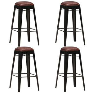 vidaXL Bar Stools 4 pcs Black Genuine Leather