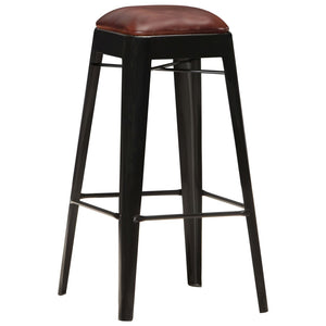 vidaXL Bar Stools 4 pcs Black Genuine Leather