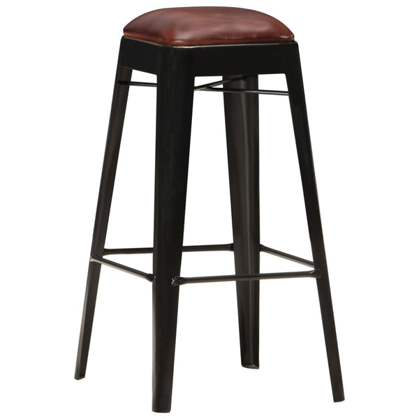 vidaXL Bar Stools 4 pcs Black Genuine Leather