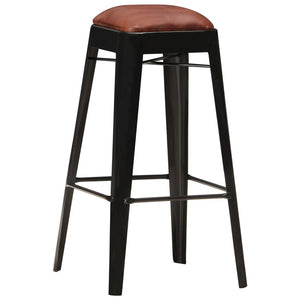 vidaXL Bar Stools 4 pcs Black Genuine Leather