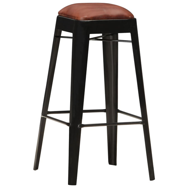 vidaXL Bar Stools 4 pcs Black Genuine Leather