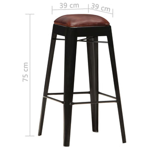 vidaXL Bar Stools 4 pcs Black Genuine Leather
