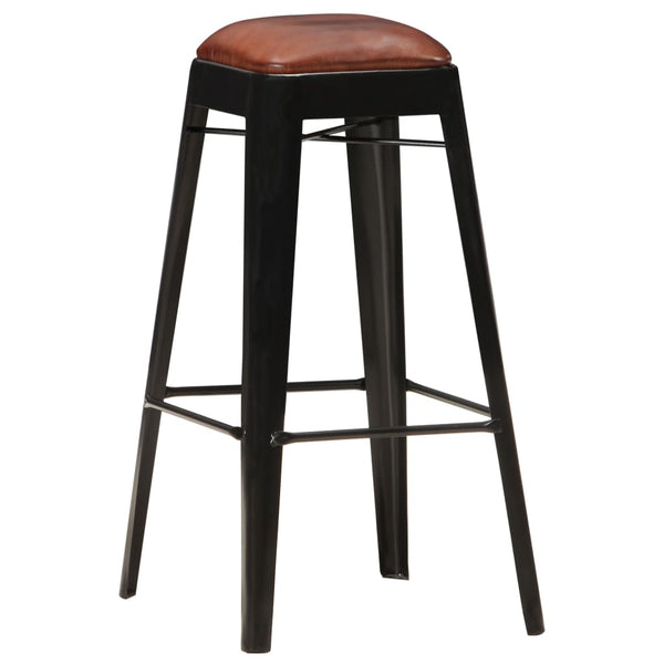 vidaXL Bar Stools 4 pcs Black Genuine Leather