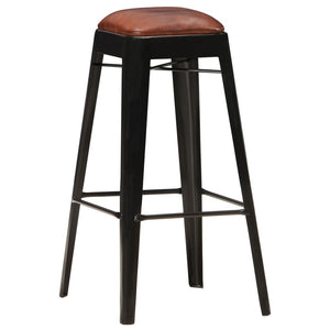 vidaXL Bar Stools 4 pcs Black Genuine Leather