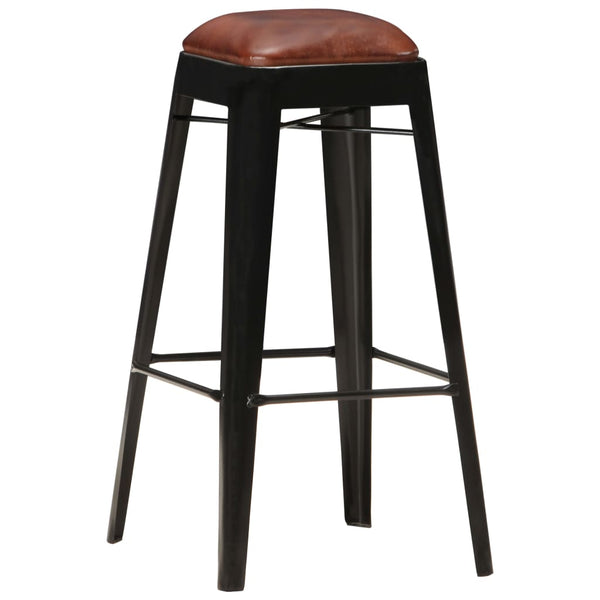 vidaXL Bar Stools 4 pcs Black Genuine Leather