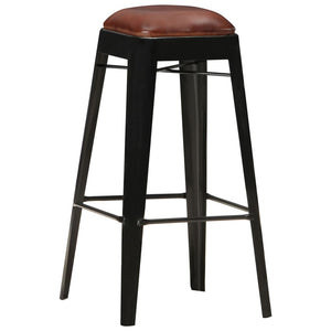 vidaXL Bar Stools 4 pcs Black Genuine Leather