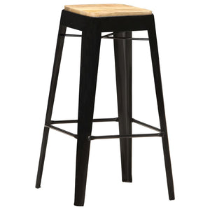 vidaXL Bar Stools 4 pcs Black Solid Mango Wood
