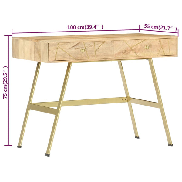vidaXL Desk with Drawers 100x55x75 cm Solid Mango Wood
