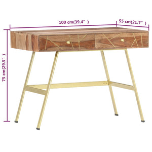 vidaXL Desk with Drawers 100x55x75 cm Solid Acacia Wood
