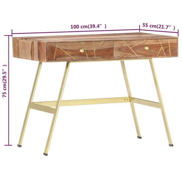 vidaXL Desk with Drawers 100x55x75 cm Solid Acacia Wood