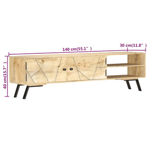 vidaXL TV Cabinet 140x30x40 cm Solid Mango Wood