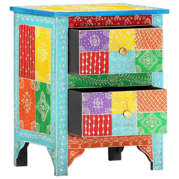vidaXL Hand-Painted Nightstand 40x30x50 cm Solid Mango Wood