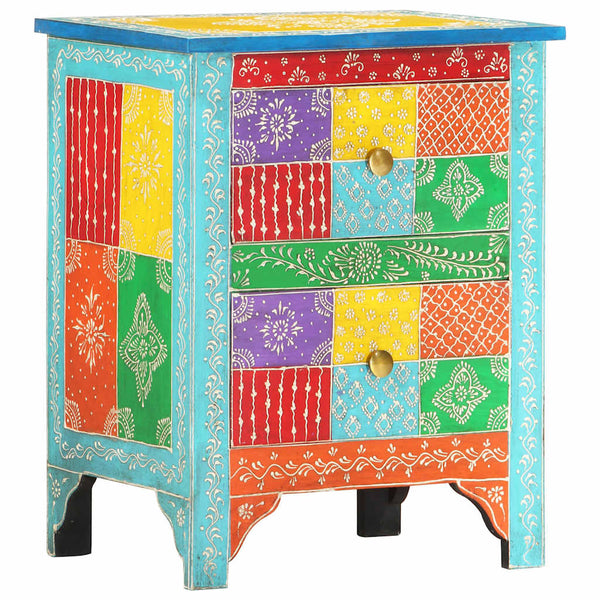vidaXL Hand-Painted Nightstand 40x30x50 cm Solid Mango Wood