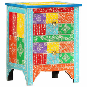 vidaXL Hand-Painted Nightstand 40x30x50 cm Solid Mango Wood