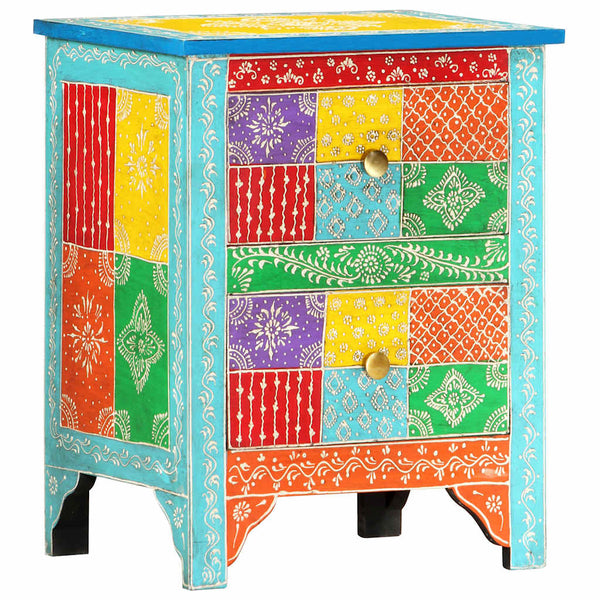 vidaXL Hand-Painted Nightstand 40x30x50 cm Solid Mango Wood