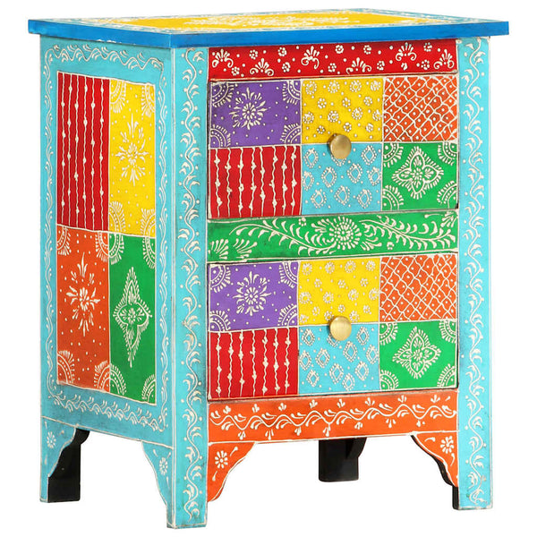vidaXL Hand-Painted Nightstand 40x30x50 cm Solid Mango Wood