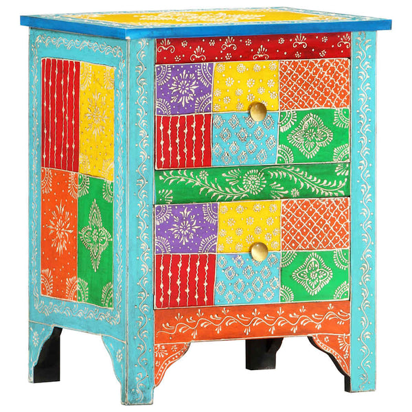 vidaXL Hand-Painted Nightstand 40x30x50 cm Solid Mango Wood