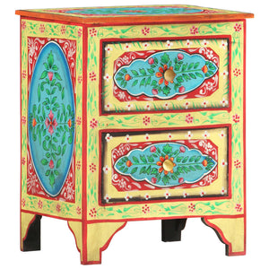 vidaXL Hand-Painted Nightstand 40x30x50 cm Solid Mango Wood