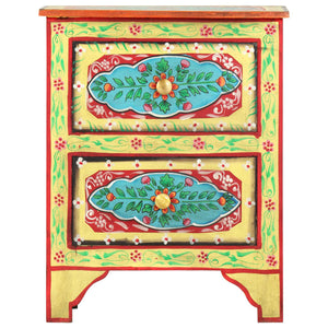 vidaXL Hand-Painted Nightstand 40x30x50 cm Solid Mango Wood