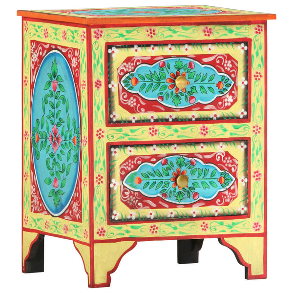 vidaXL Hand-Painted Nightstand 40x30x50 cm Solid Mango Wood