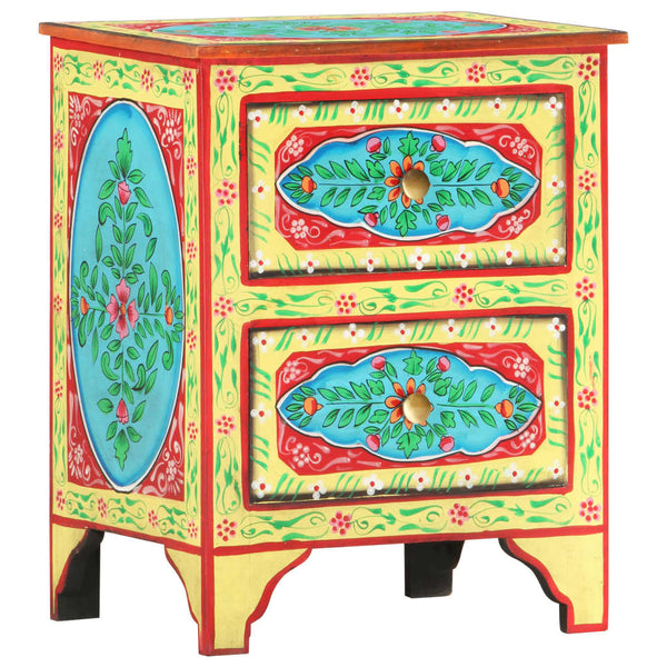 vidaXL Hand-Painted Nightstand 40x30x50 cm Solid Mango Wood
