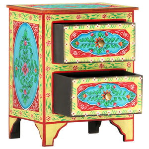 vidaXL Hand-Painted Nightstand 40x30x50 cm Solid Mango Wood