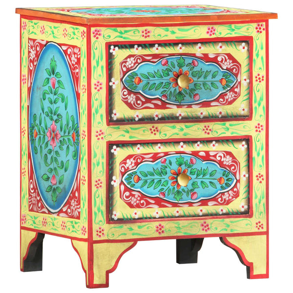 vidaXL Hand-Painted Nightstand 40x30x50 cm Solid Mango Wood