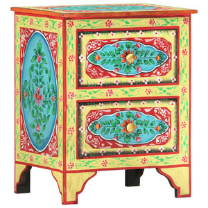 vidaXL Hand-Painted Nightstand 40x30x50 cm Solid Mango Wood