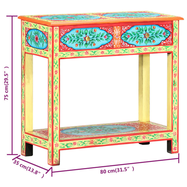 vidaXL Hand-Painted Console Table 80x35x75 cm Solid Mango Wood