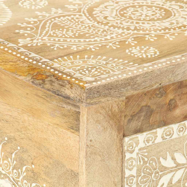 vidaXL Hand-Painted Bedside Table 40x30x60 cm Solid Mango Wood