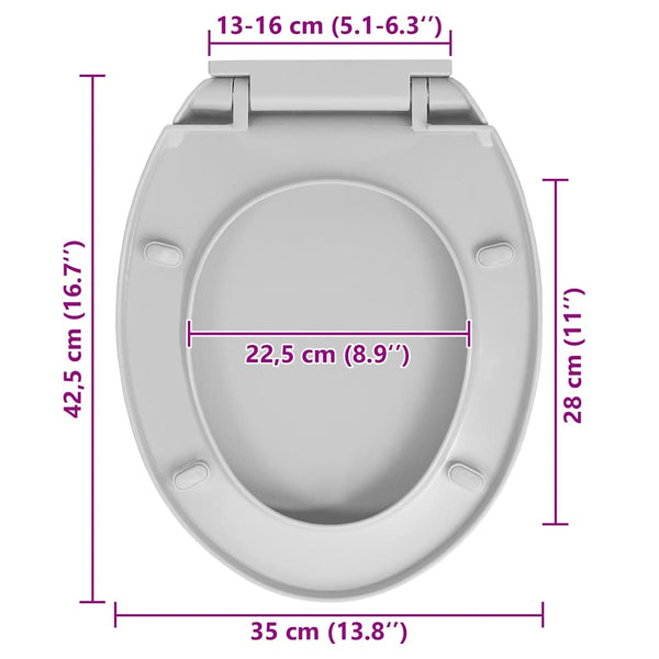 vidaXL Toilet Seat with Soft Close and Quick Release Light Grey Oval