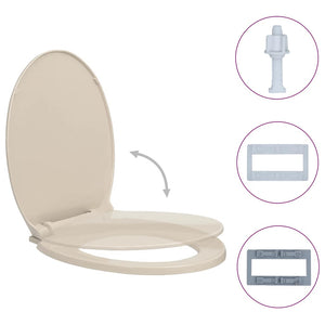 vidaXL Toilet Seat with Soft Close Apricot Oval