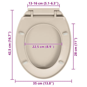 vidaXL Toilet Seat with Soft Close Apricot Oval