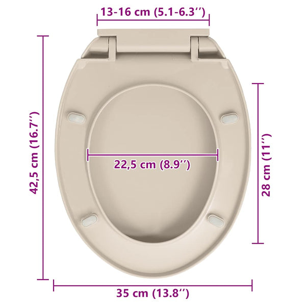 vidaXL Toilet Seat with Soft Close Apricot Oval