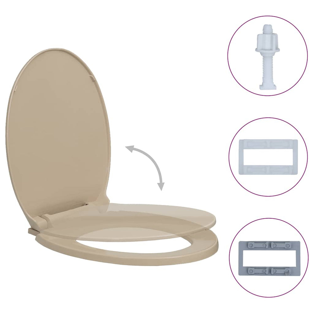vidaXL Toilet Seat with Soft Close Beige Oval
