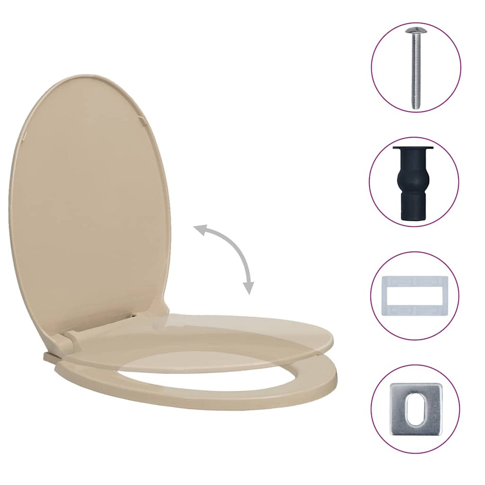 vidaXL Toilet Seat with Soft Close and Quick Release Beige Oval