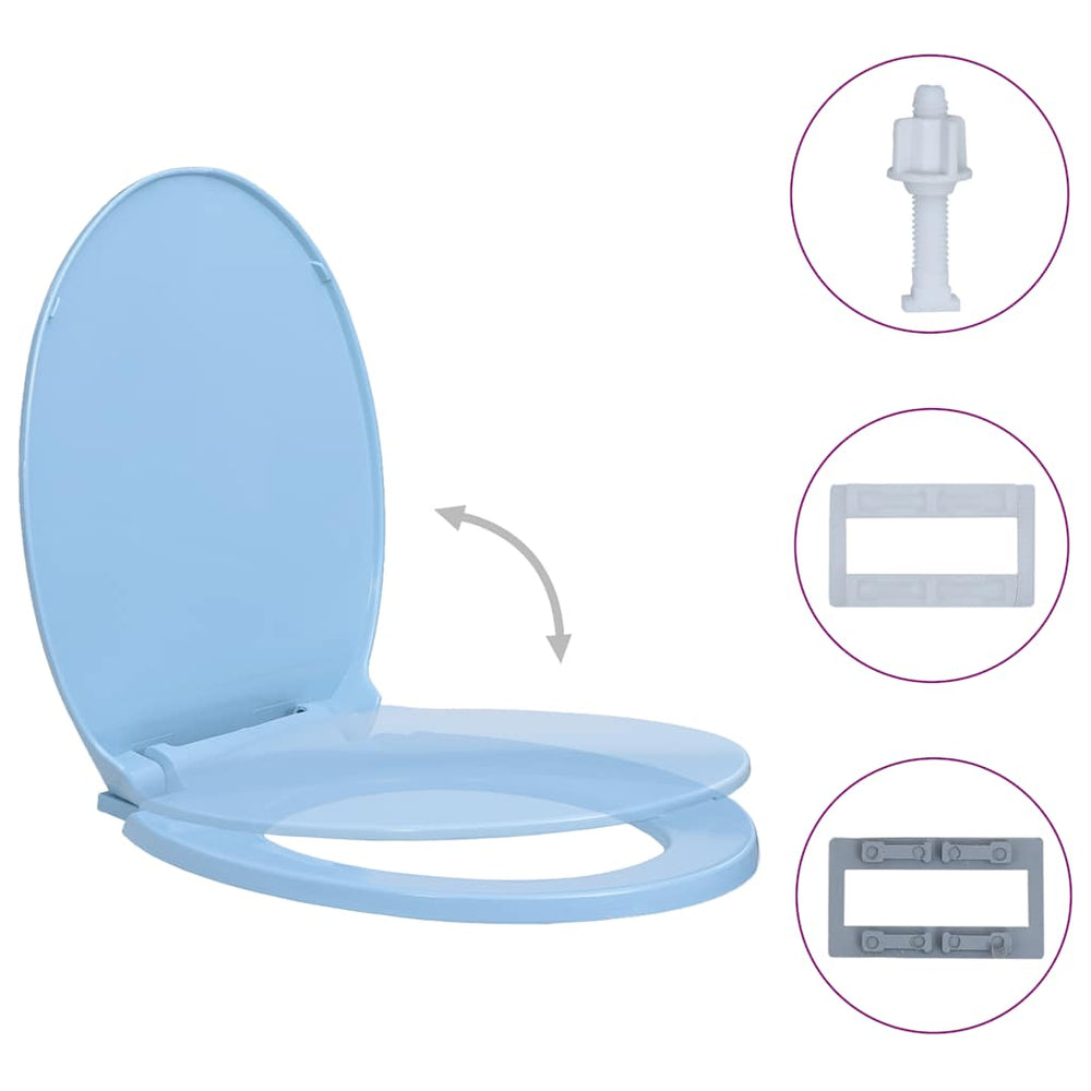 vidaXL Toilet Seat with Soft Close Blue Oval