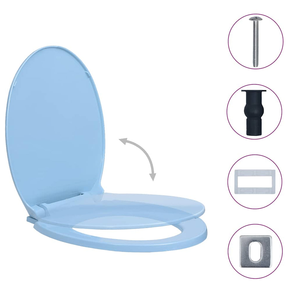 vidaXL Soft-Close Toilet Seat Quick-Release Blue Oval